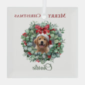 Personalized Pet Christmas with Wreath & Name Ornament Aus Glas (Rückseite)