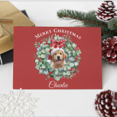Personalized Pet Christmas with Wreath & Name Postkarte