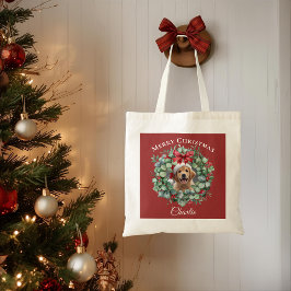Personalized Pet Christmas with Wreath & Name Tote Tragetasche