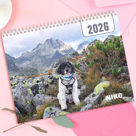 Personalized Pet Dog Cat Watercolor 2026 Photo  Kalender