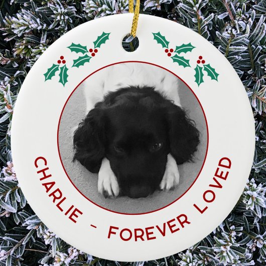 Personalized Pet Dog Memorial Christmas Photo Keramik Ornament