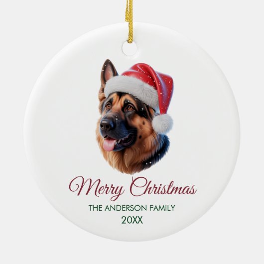 Personalized Pet German Shepherd Christmas  Keramik Ornament (Hinten)