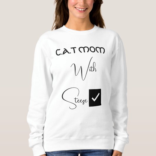 Personalized Pet Lover Black Script Funny Cat Mom Sweatshirt (Vorderseite)