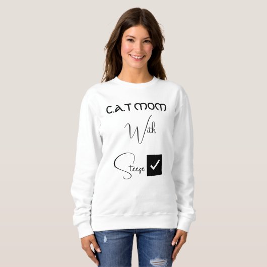 Personalized Pet Lover Black Script Funny Cat Mom Sweatshirt (Vorne ganz)