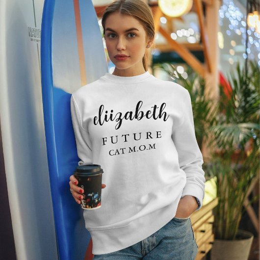 Personalized Pet Lover Black Script Name Cat Mom  Sweatshirt