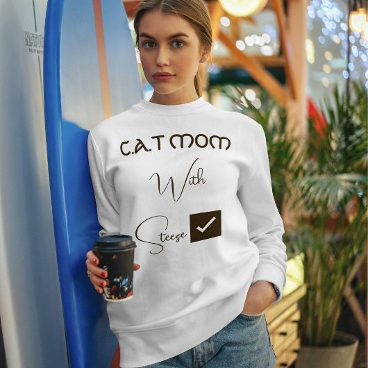 Personalized Pet Lover Brown Script Funny Cat Mom Sweatshirt