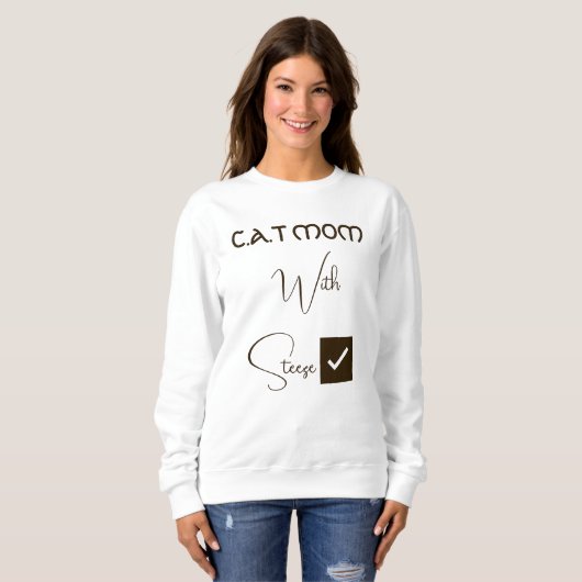 Personalized Pet Lover Brown Script Funny Cat Mom Sweatshirt (Vorne ganz)
