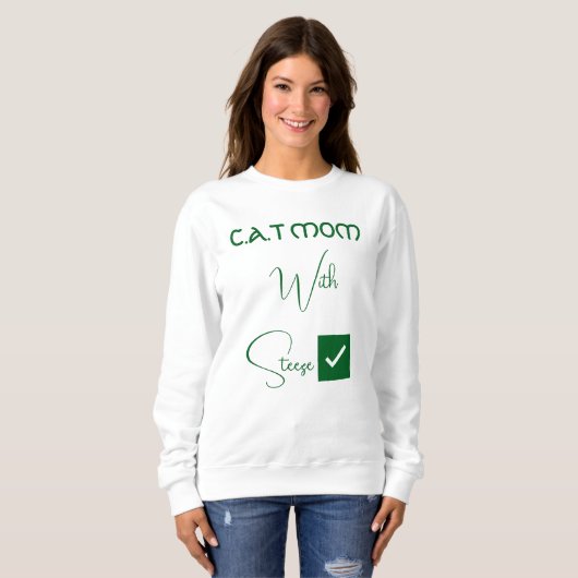 Personalized Pet Lover Green Script Funny Cat Mom Sweatshirt (Vorne ganz)