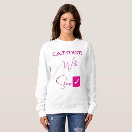 Personalized Pet Lover Pink Script Funny Cat Mom Sweatshirt (Vorne ganz)