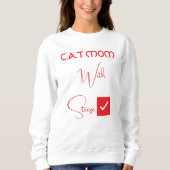 Personalized Pet Lover Red Script Funny Cat Mom Sweatshirt (Vorderseite)