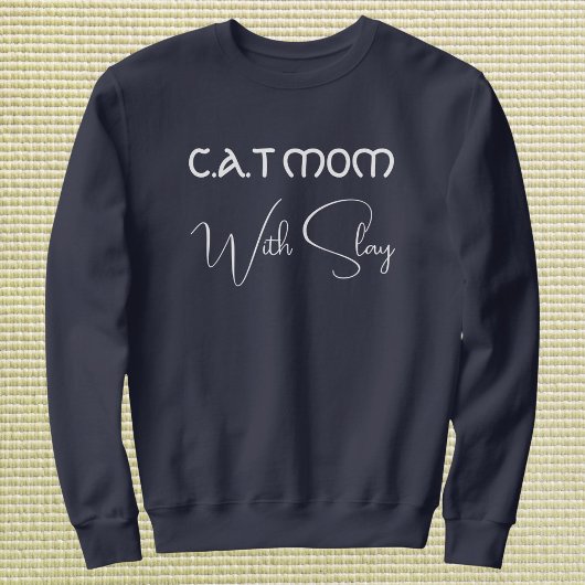 Personalized Pet Lover Script Cat Mom Navy Blue Sweatshirt