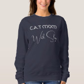 Personalized Pet Lover Script Cat Mom Navy Blue Sweatshirt (Vorderseite)