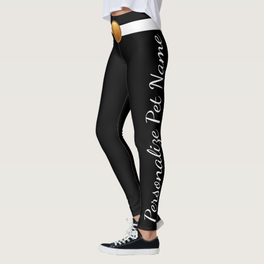 Personalized Pet Lover Script Text Black And White Leggings (Links)