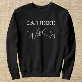 Personalized Pet Lover White Script Cat Mom Black Sweatshirt