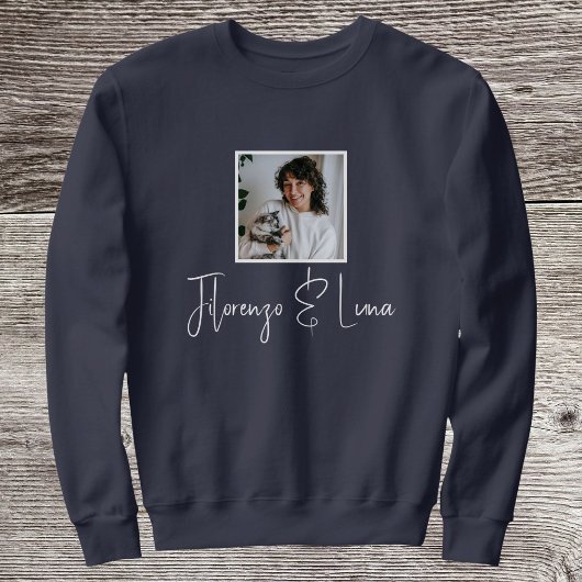 Personalized Pet Lovers Photo Script Name Cat Mom Sweatshirt
