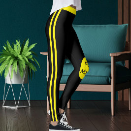 Personalized Pet Mama Yellow Black Stripes Stylish Leggings