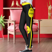 Personalized Pet Mama Yellow Black Stripes Stylish Leggings