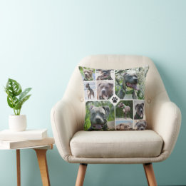 Personalized Pet Photo Collage Paw Print Kissen
