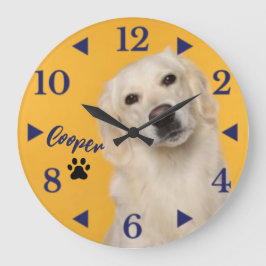 Personalized Pet  Photo Dog Lover with Photo Große Wanduhr