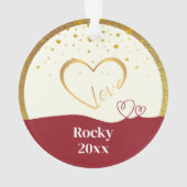 Personalized Pet Photo "Love" Gold Glitter Ornament (Rückseite)
