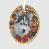 Personalized Pet Photo "Love" Gold Glitter Ornament (Vorderseite)