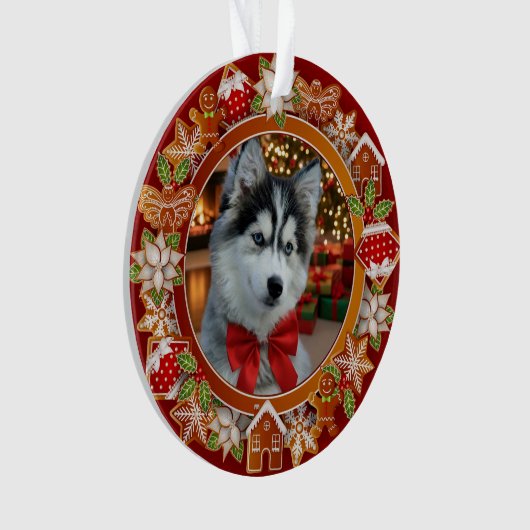 Personalized Pet Photo "Love" Gold Glitter Ornament (Vorderseite)