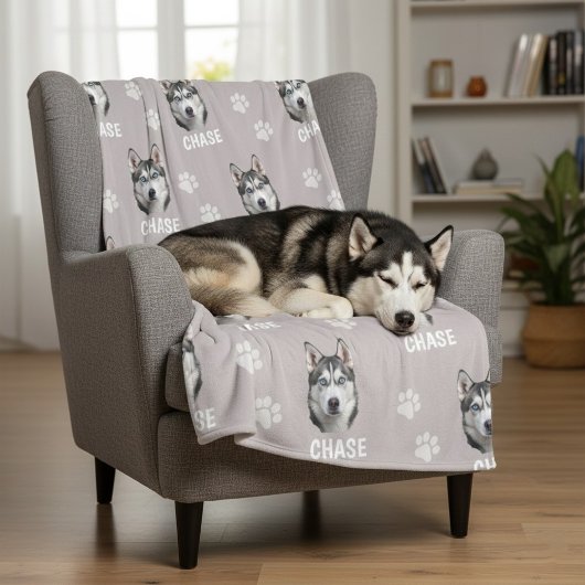 Personalized Pet Photo Name Dog  Fleecedecke