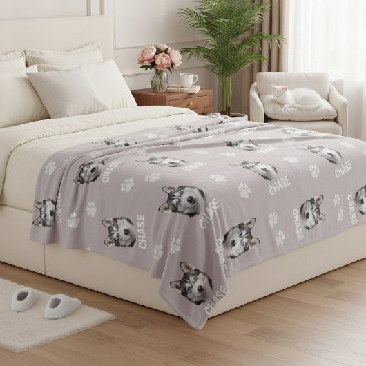 Personalized Pet Photo Name Dog Fleecedecke