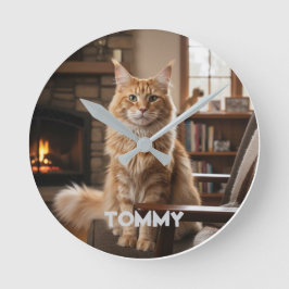 Personalized Pet Photo & Name Wall Clock Runde Wanduhr