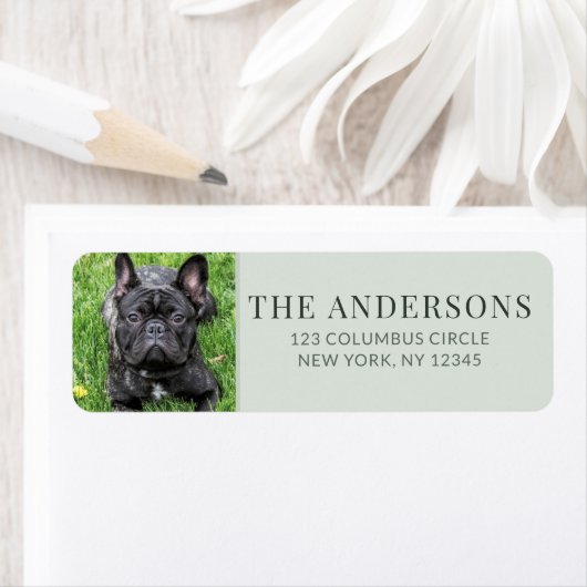 Personalized Pet Photo Sage Green Return Address  (Insitu)