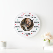 Personalized Pet Photo Wall Clock with 'MEOW'  Große Wanduhr (Zuhause)