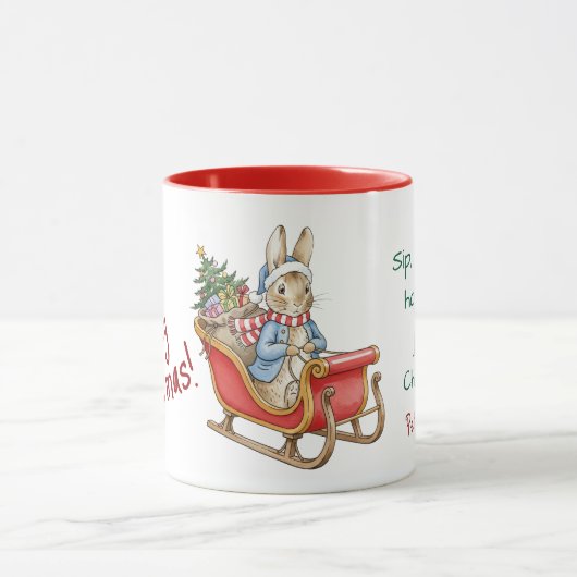 Personalized Peter Rabbit Merry Christmas Tasse (Zentrum)