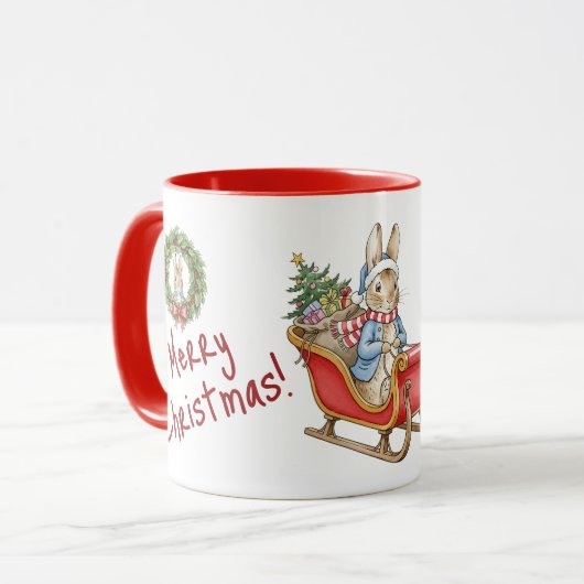 Personalized Peter Rabbit Merry Christmas Tasse (Vorderseite Links)