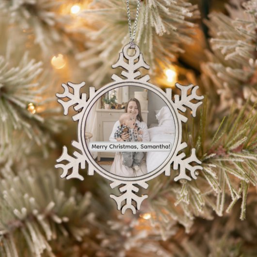 Personalized Pewter Snowflake Photo Ornament (Baum)