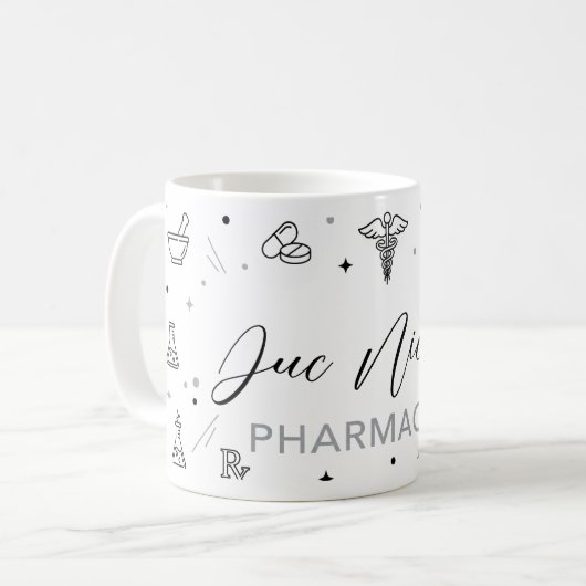 Personalized Pharmacist Mug | Elegant Handwritten Kaffeetasse (Vorderseite Links)