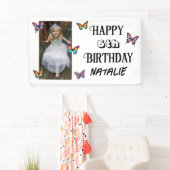 Personalized Photo and Age Butterfly Birthday Banner (Insitu)