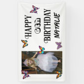 Personalized Photo and Age Butterfly Birthday Banner (Vertikal)