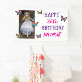 Personalized Photo and Age Butterfly Birthday Banner (Insitu)