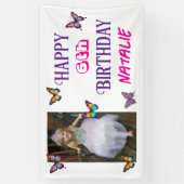 Personalized Photo and Age Butterfly Birthday Banner (Vertikal)