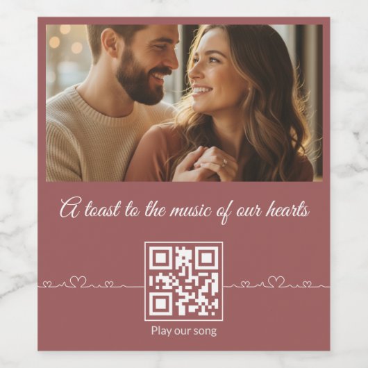Personalized photo and music with QR code Weinetikett (Einzelnes Label)