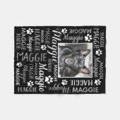 Personalized Photo and Names | Black Dog Blanket Fleecedecke (Vorderseite (Horizontal))