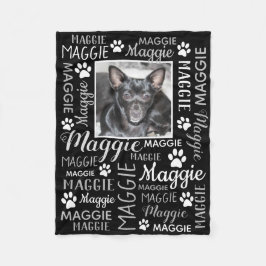 Personalized Photo and Names | Black Dog Blanket Fleecedecke