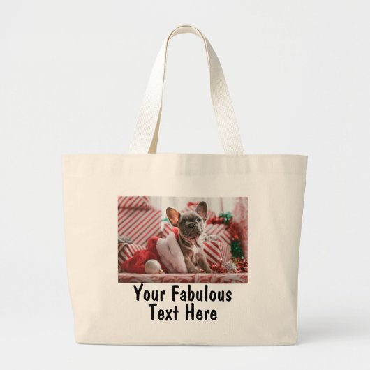 Personalized Photo and Text Cotton Jumbo Stoffbeutel (Vorne)