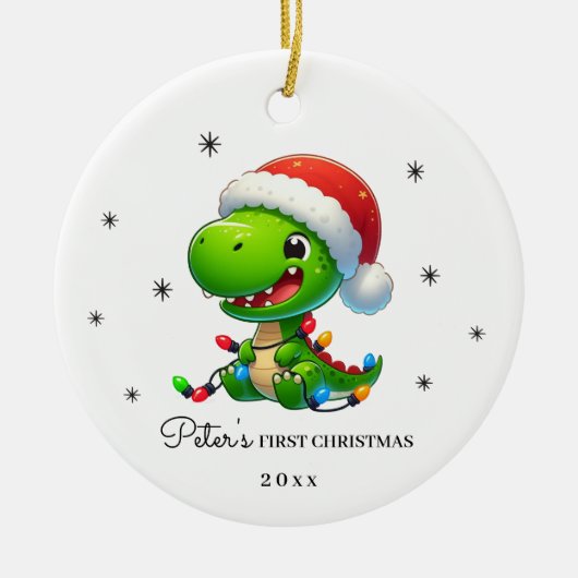 Personalized Photo and Text Dinosaur Keramik Ornament (Vorne)