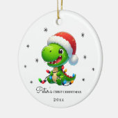 Personalized Photo and Text Dinosaur  Keramik Ornament (Links)