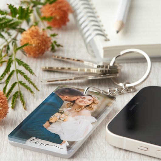 Personalized Photo and Text Love Keepsake Schlüsselanhänger (Vorderseite rechts)