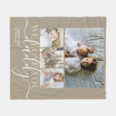 Personalized Photo and Text Photo Collage Fleecedecke (Vorderseite (Horizontal))