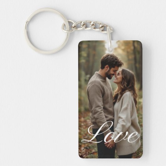 Personalized Photo and Text Photo Collage Keychain Schlüsselanhänger (Vorderseite)