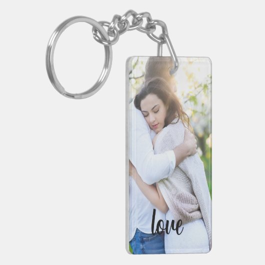 Personalized Photo and Text Photo Collage Keychain Schlüsselanhänger (Vorderseite links)