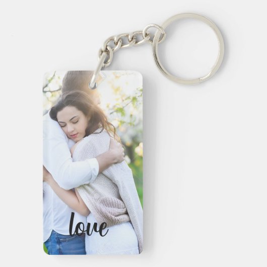 Personalized Photo and Text Photo Collage Keychain Schlüsselanhänger (Rückseite)